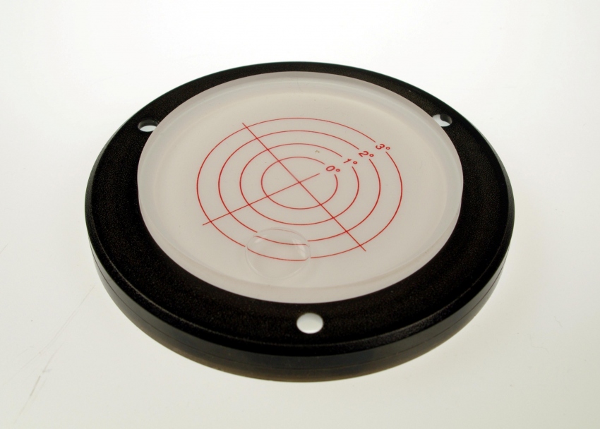 Libela DF 100, průměr 100mm, černá plastová příruba, černý (červený)terč 0°,1°,2°,3°