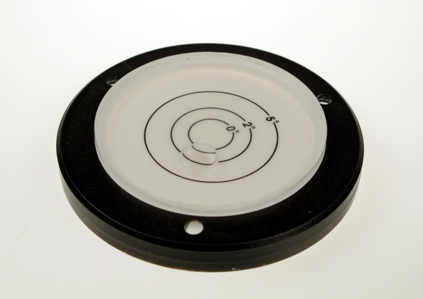 Libela DF 80, průměr 80mm, černá plastová příruba, 3x černá kružnice 0°,2°,5°