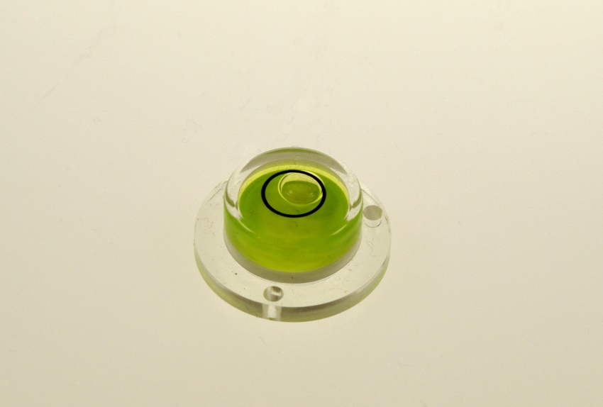 Libela DF 20/14/ s čirou plastovou přírubou průměru 20 mm, žluto-zelená