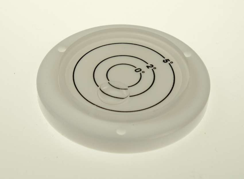 Libela DF 60, průměr 60mm, bílá plastová příruba, 3x černá kružnice 0°,2°,5° - Natura Hradec